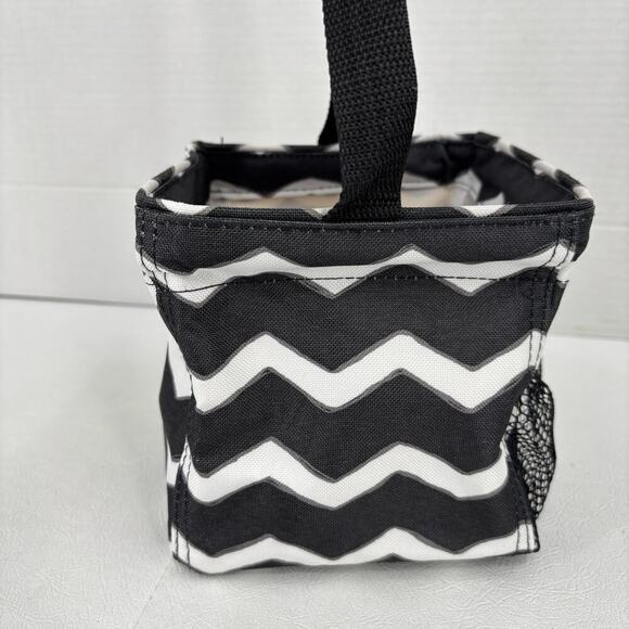 Thirty-One Littles Carry All Caddy Black White Chevron 6 Inch Storage Bin - Picture 2 of 10